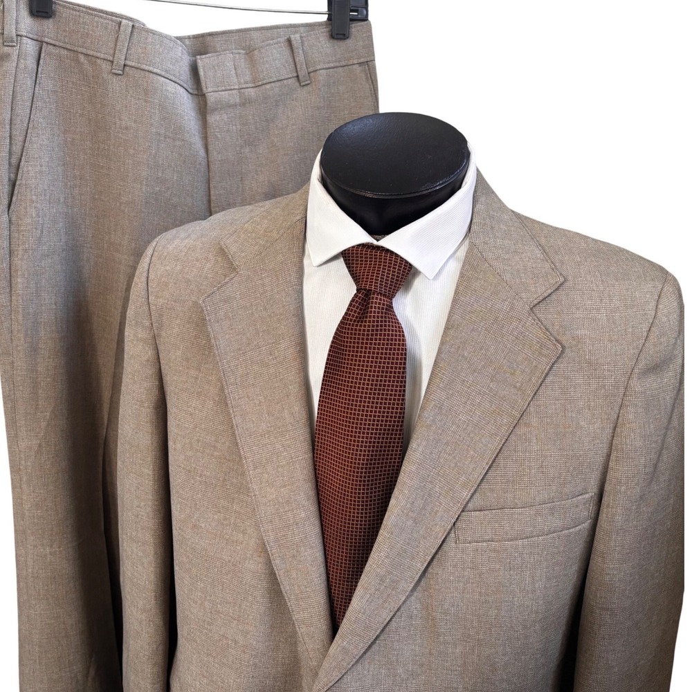 VTG Levi's Action Suit 42R 36W Tan Glen Plaid STA-PREST USA Academic Retro